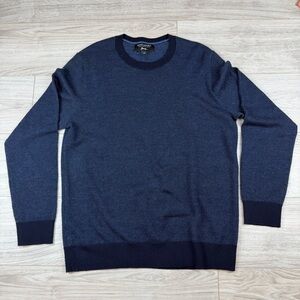 Banana Republic Baruffa Merino Wool Waffle Knit Blue Crewneck Sweater Men’s Sz L